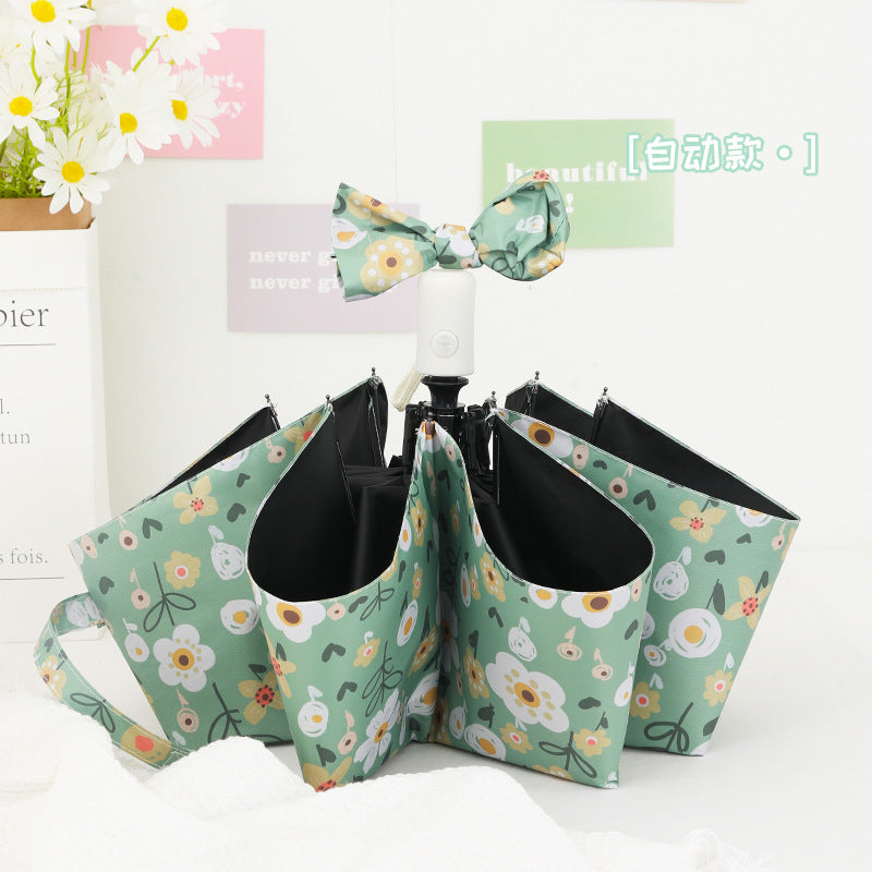Damen Faltbarer Regenschirm mit bunten Blumenmotiven Brehn