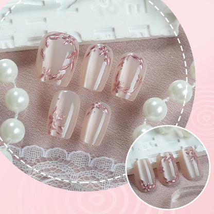Elegante floral dekorierte Press-On Nagel Set