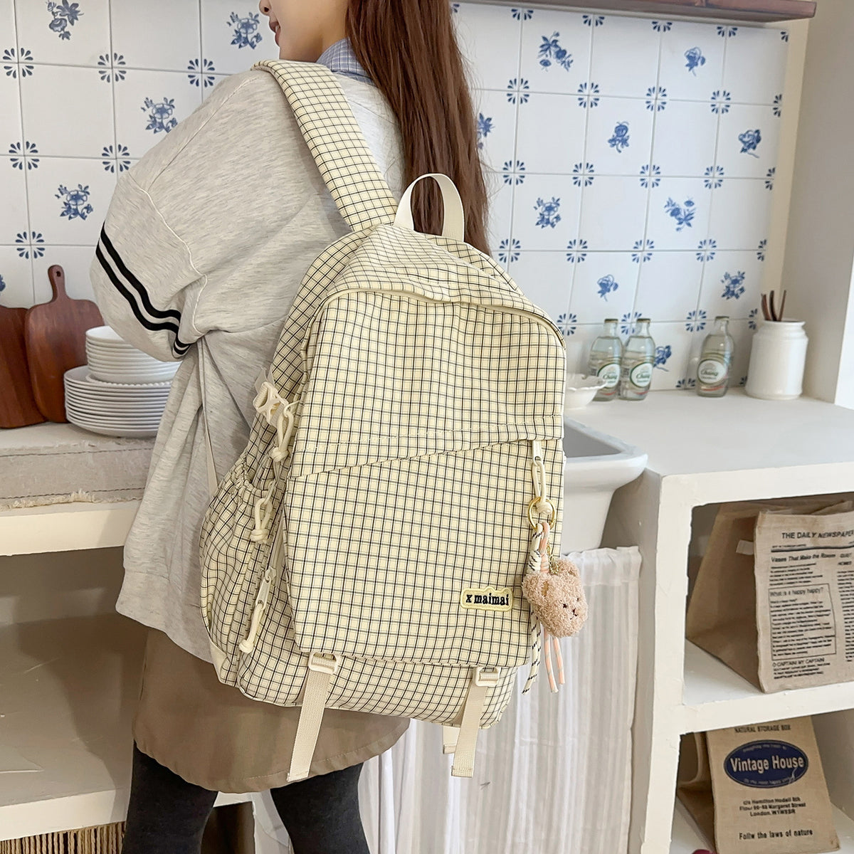 Stylischer Gittermuster-Rucksack Brehn