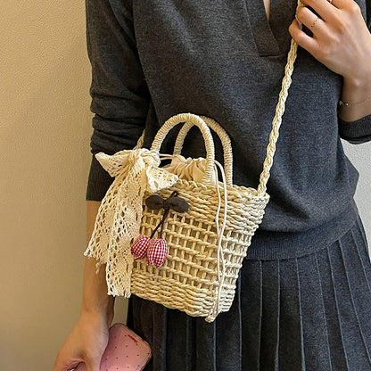 Bohemian Geflochtene Strohtasche