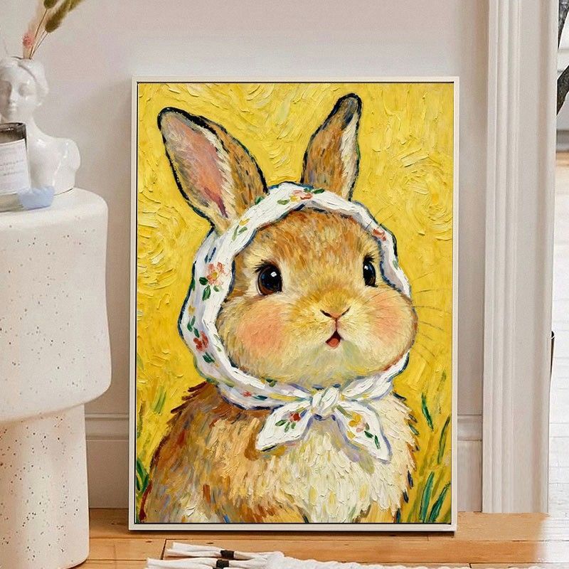 Verspielter Kaninchen Leinwand Kunstdruck Brehn