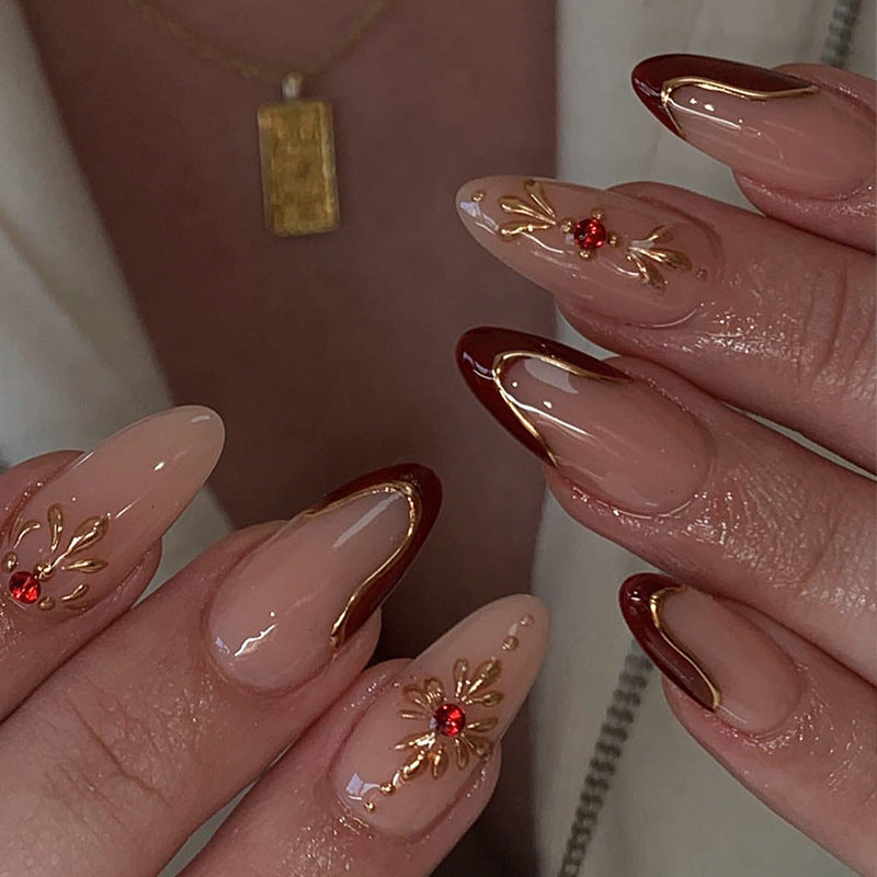 Premium Künstlerische Vollabdeckung Press-On Nagelset Brehn