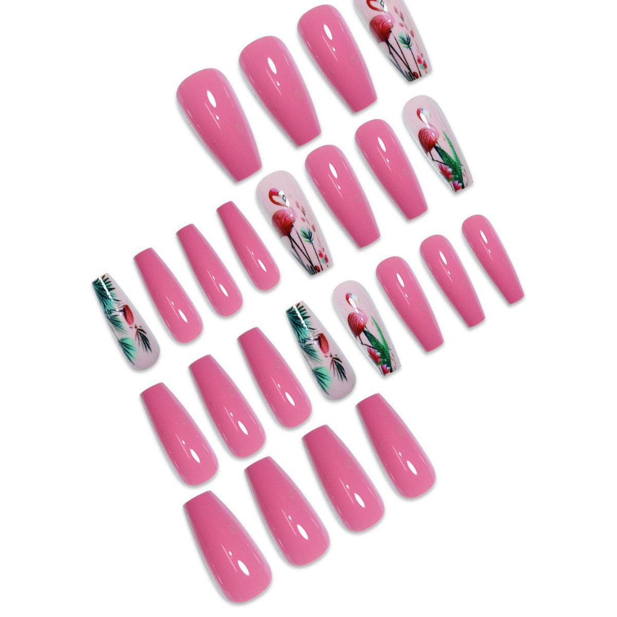 Floral Flamingo Druck-On-Nagelverlängerungen Brehn