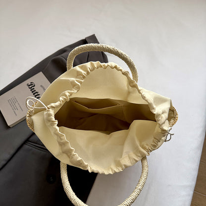 Bestickte Strohmärktasche