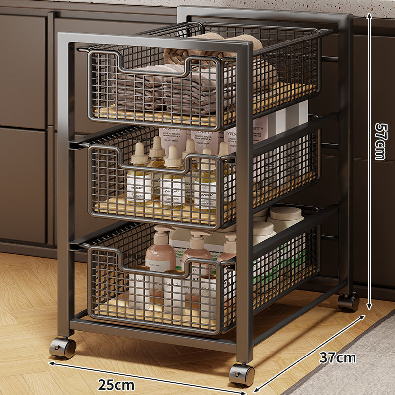 Unter-Schrank Gleitender Drei-Ebenen Mesh Korb Organizer mit Abnehmbaren Behältern