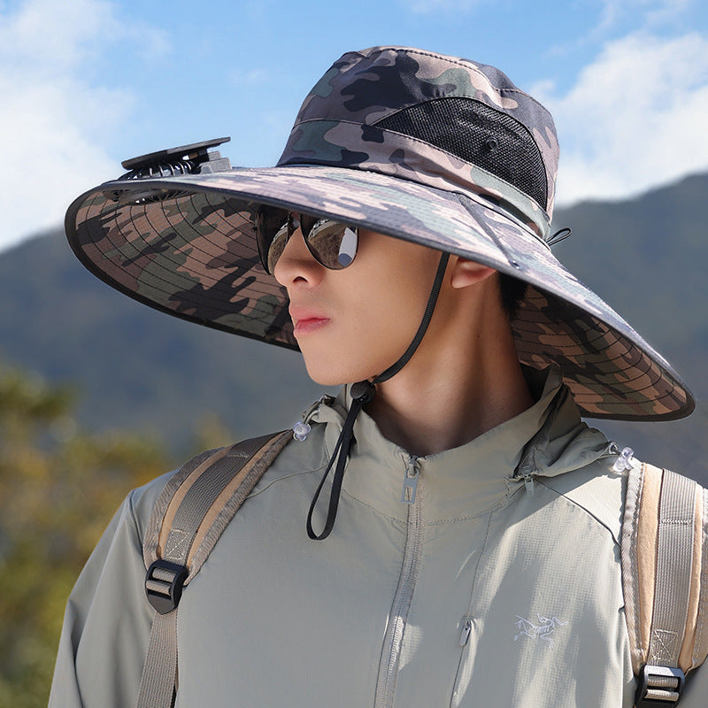 breite Krempe Outdoor-Sonnenhut mit UV-Schutz, atmungsaktivem Netz und verstellbarem Kinnriemen Brehn