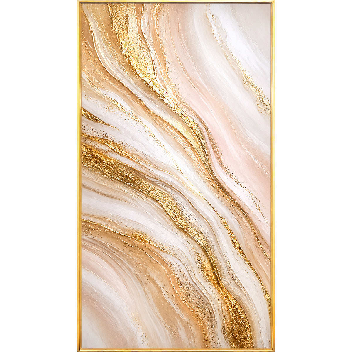 Elegante goldene Marmor gerahmte Leinwand Wandkunst