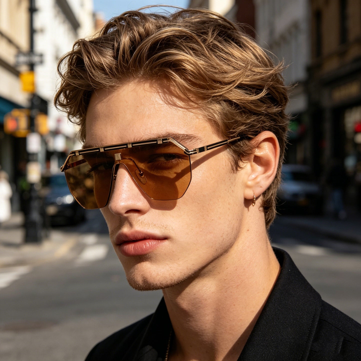 Damen geometrische Oversized-Sonnenbrille Brehn