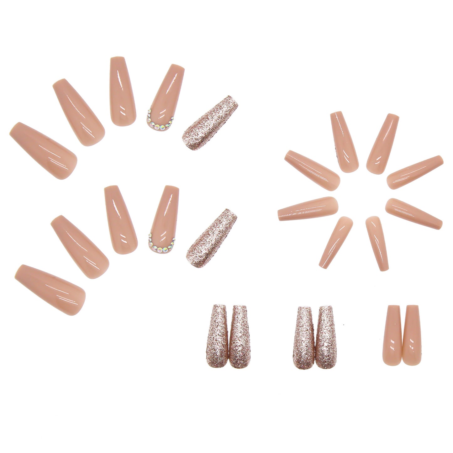 Glamouröse Kunstnagelverlängerungen mit Strass- und Glitzerdetails Brehn