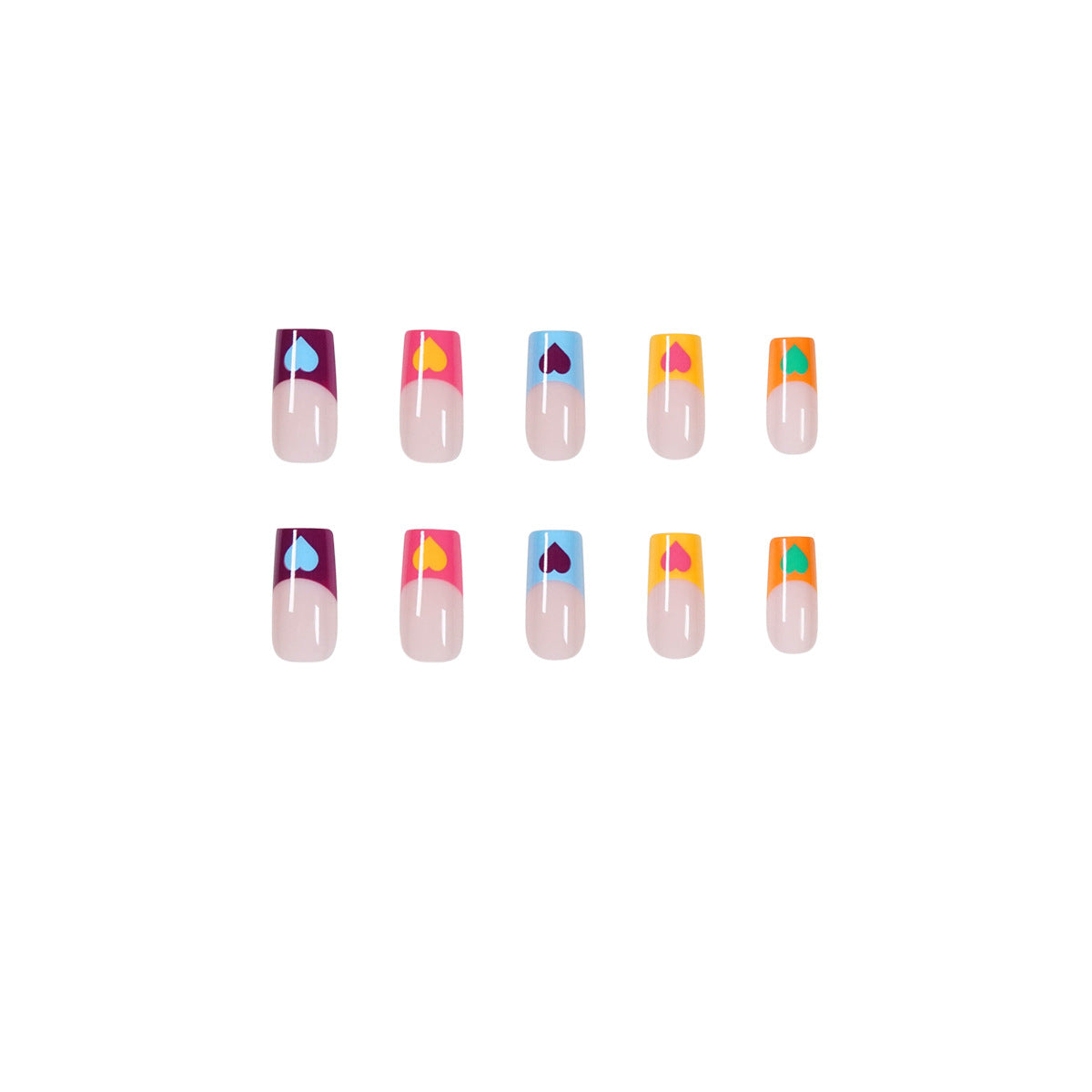 Kunstvolle Nagelkunst mit bunten Herzmotiven Brehn
