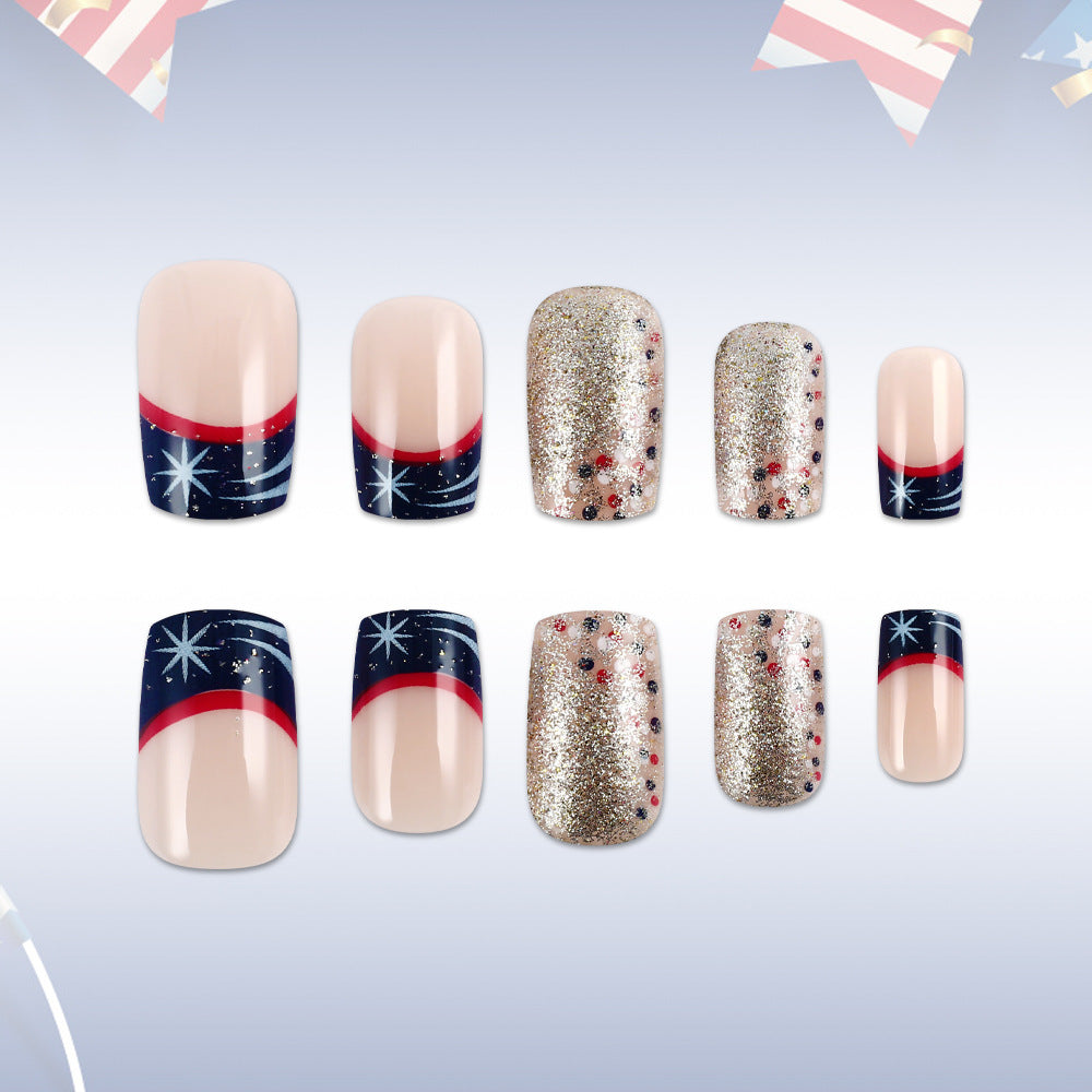 Dekoratives Press-On Nagelkunstset mit Glitterakzenten Brehn