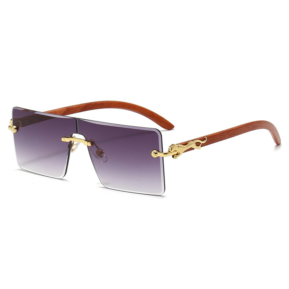 Damen oversized modische Sonnenbrille mit luxuriösen Holz- und Metallelementen Brehn