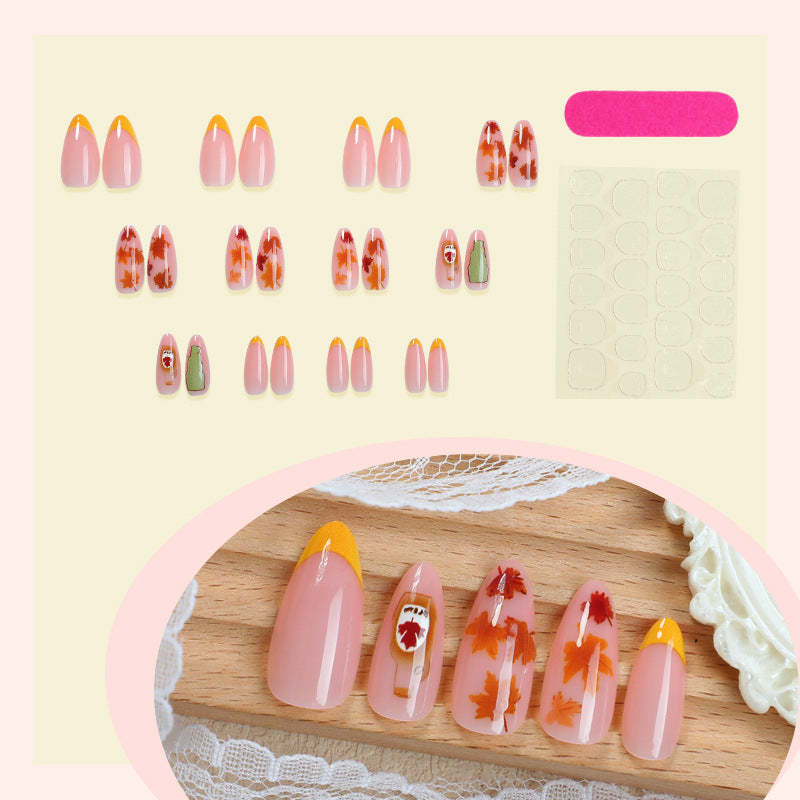 Herbst-inspiriertes Press-On Nagelkunstset Brehn