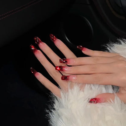 Glamouröse Lange Press-On Nagelspitzen mit Glitzerakzenten
