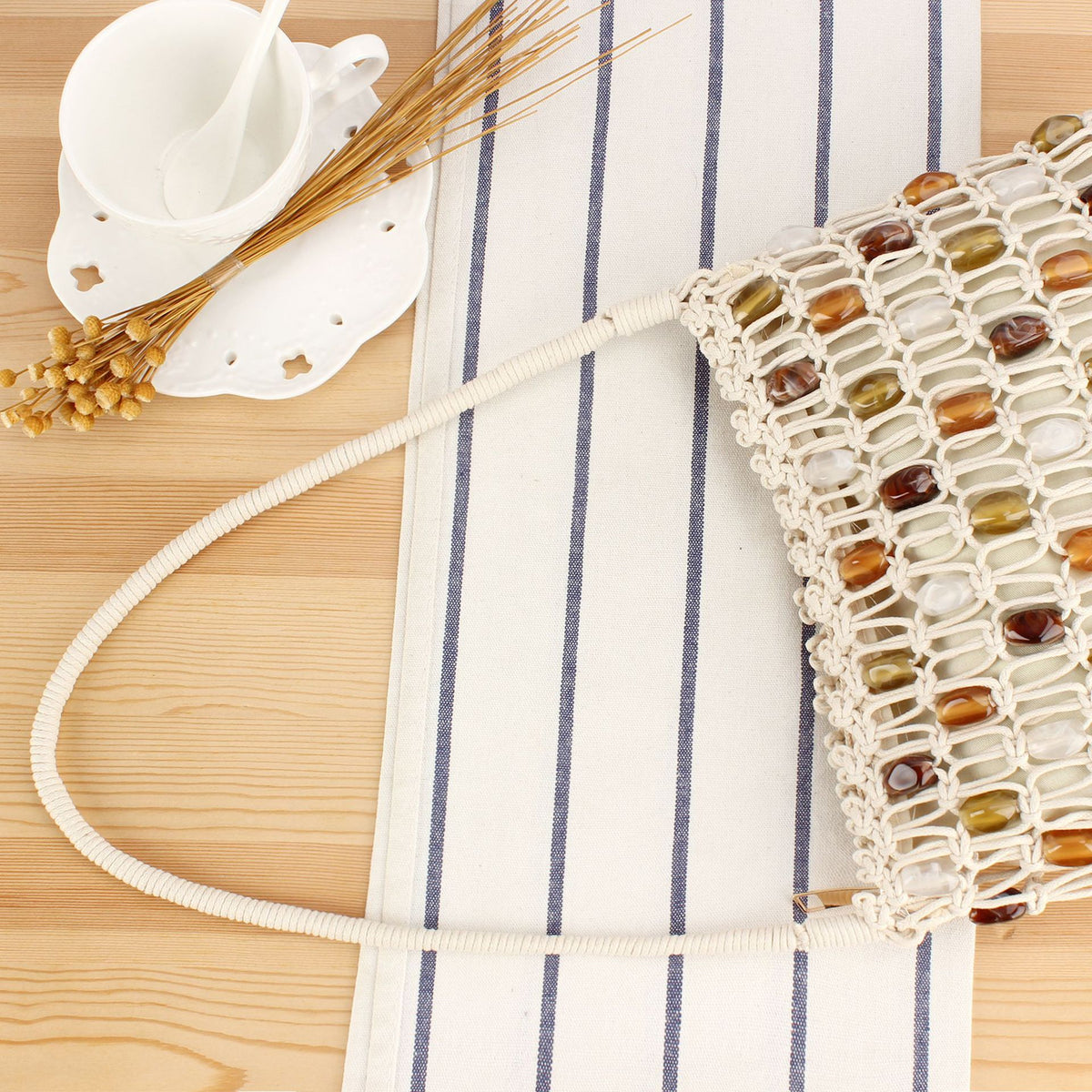 Beuteltasche mit Bunten Perlen Brehn