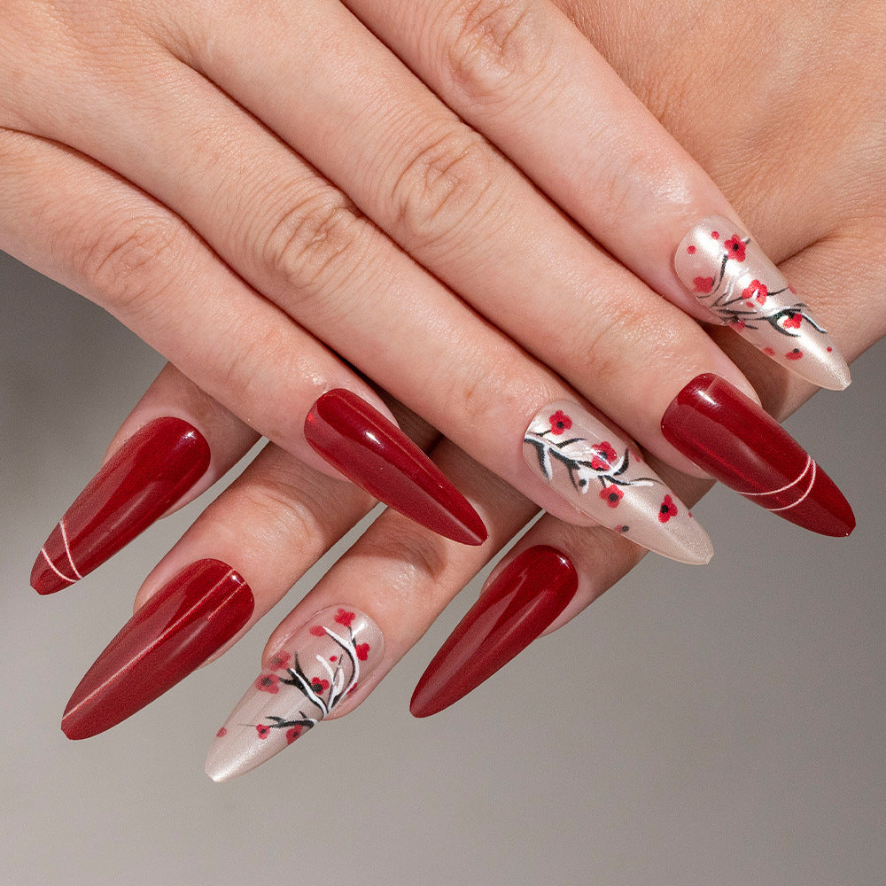 Künstlerisches Kirschblüten Press-On Nagelset Brehn 1788157506