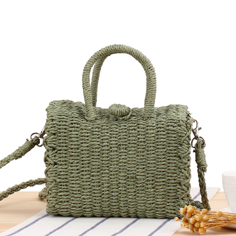 Handtasche Aus Geflochtenem Naturmaterial mit Praktischem Schulterriemen Brehn