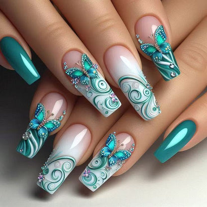 Kunstnagelset mit filigranen Schmetterlingsverzierungen Brehn