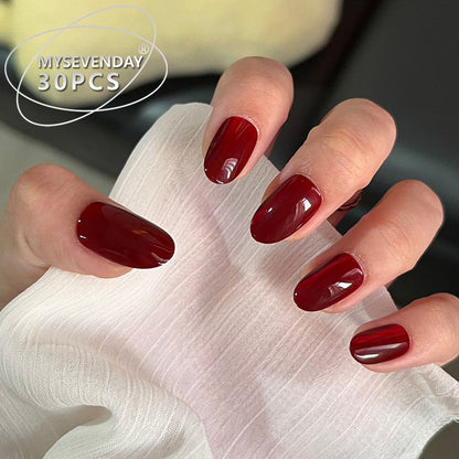 Glänzendes rotes Press-On-Nagelset Brehn