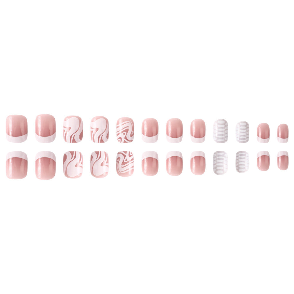 Künstlerisches Press-On-Nagelset mit Marmor- und Texturdesign Brehn