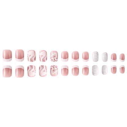 Künstlerisches Press-On-Nagelset mit Marmor- und Texturdesign Brehn