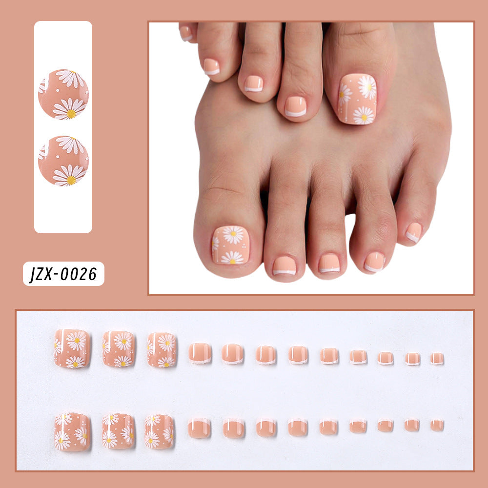 Dekoratives French Tip Zehennagel Set Brehn