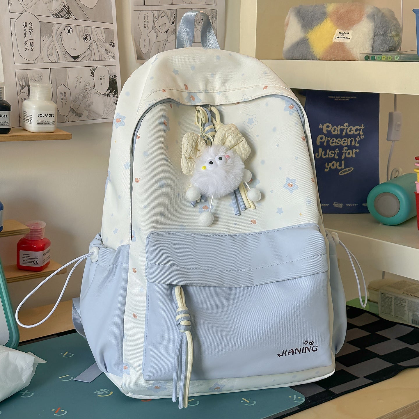 Schnürverschluss Blumendruck Rucksack