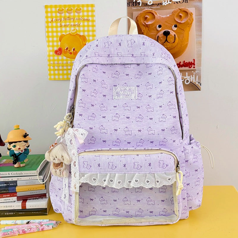 Niedlicher charakterthemen transparenter Schulrucksack