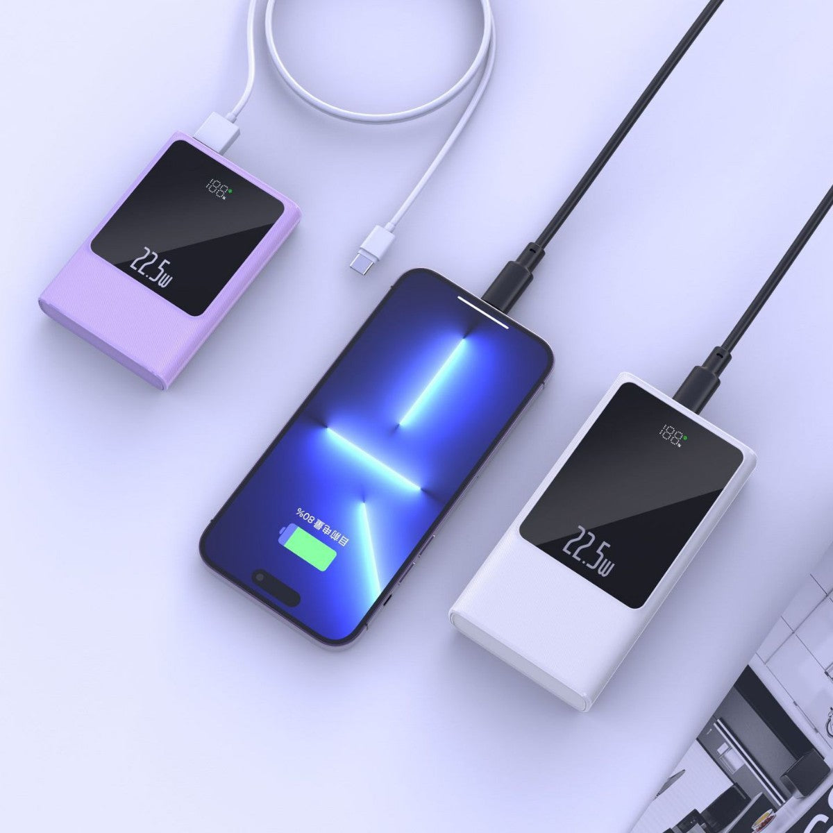 Tragbare Powerbank mit Smart Lcd-Anzeige und Dual-Usb-Anschlüssen Brehn