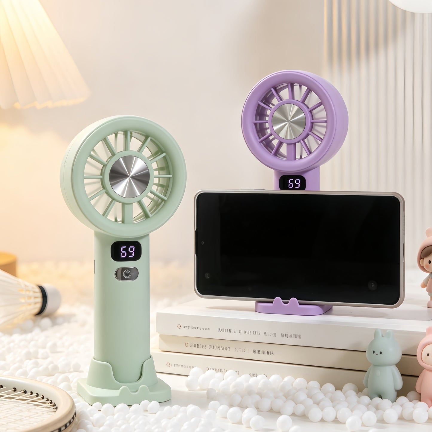 Damen tragbarer Handventilator mit LCD-Anzeige und USB-Ladefunktion Brehn