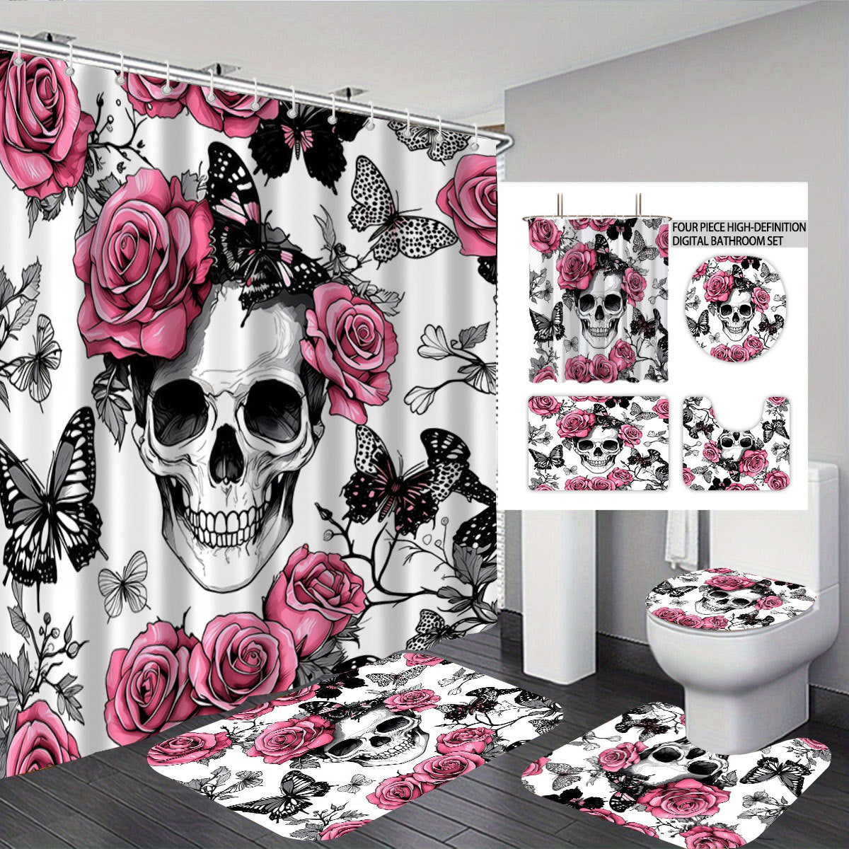 Künstlerisches Skull-Themen Badezimmer Set Brehn