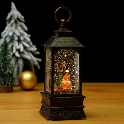 Nostalgische Weihnachtslaterne mit beweglicher Szene Brehn