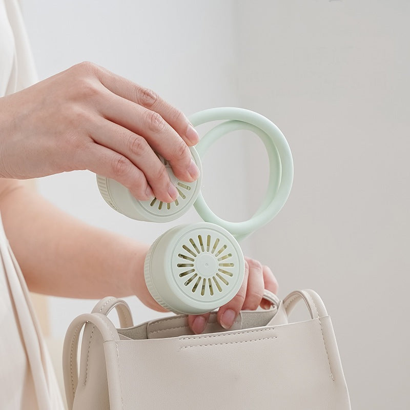 Kühlende kabellose Dual-Head wiederaufladbarer Nackenventilator mit flexiblem Schwanenhals und einstellbarem Luftstrom Brehn