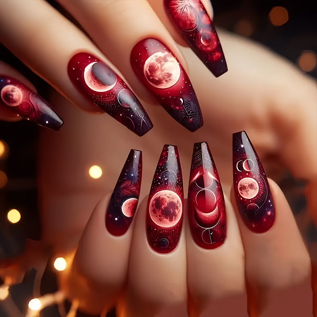 Lunar-Themen Press-On-Nagelkunst Brehn