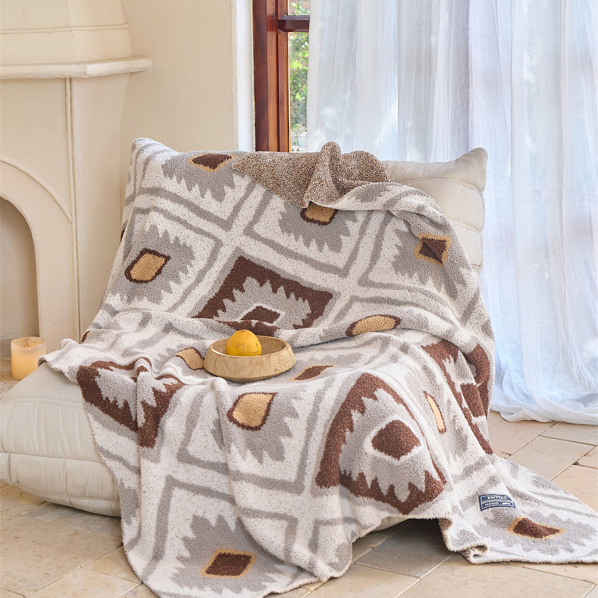 Oversized Plüsch Geometrische Sherpa Kuscheldecke