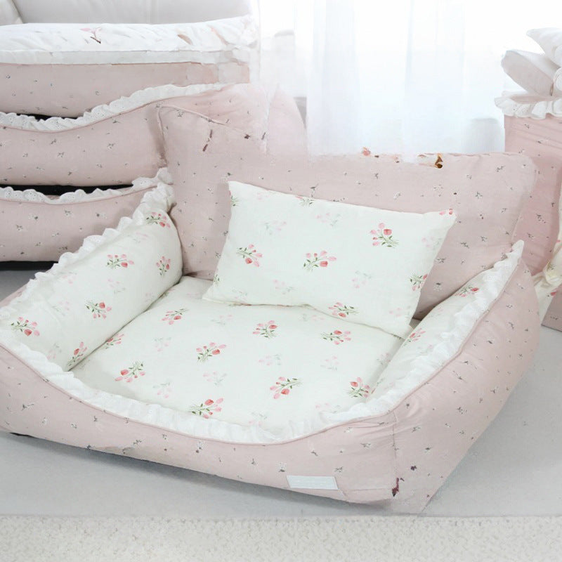 Blumenmuster Hundebett
