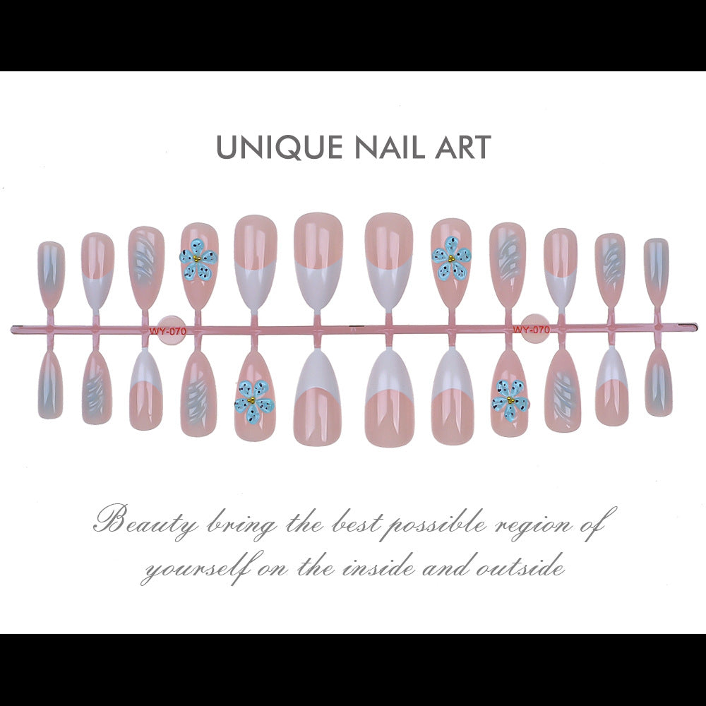 Künstlerisches florales und abstraktes Design Press-On Nagelset Brehn