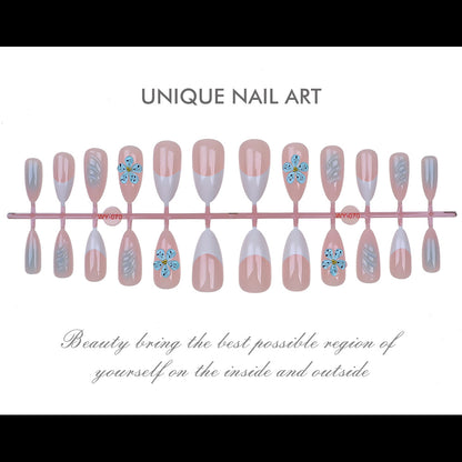 Künstlerisches florales und abstraktes Design Press-On Nagelset Brehn