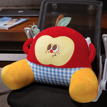 Kuscheliges ergonomisches Sitz- und Rückenstützkissen im Apfel‑Charakter mit seitlichen Armlehnen