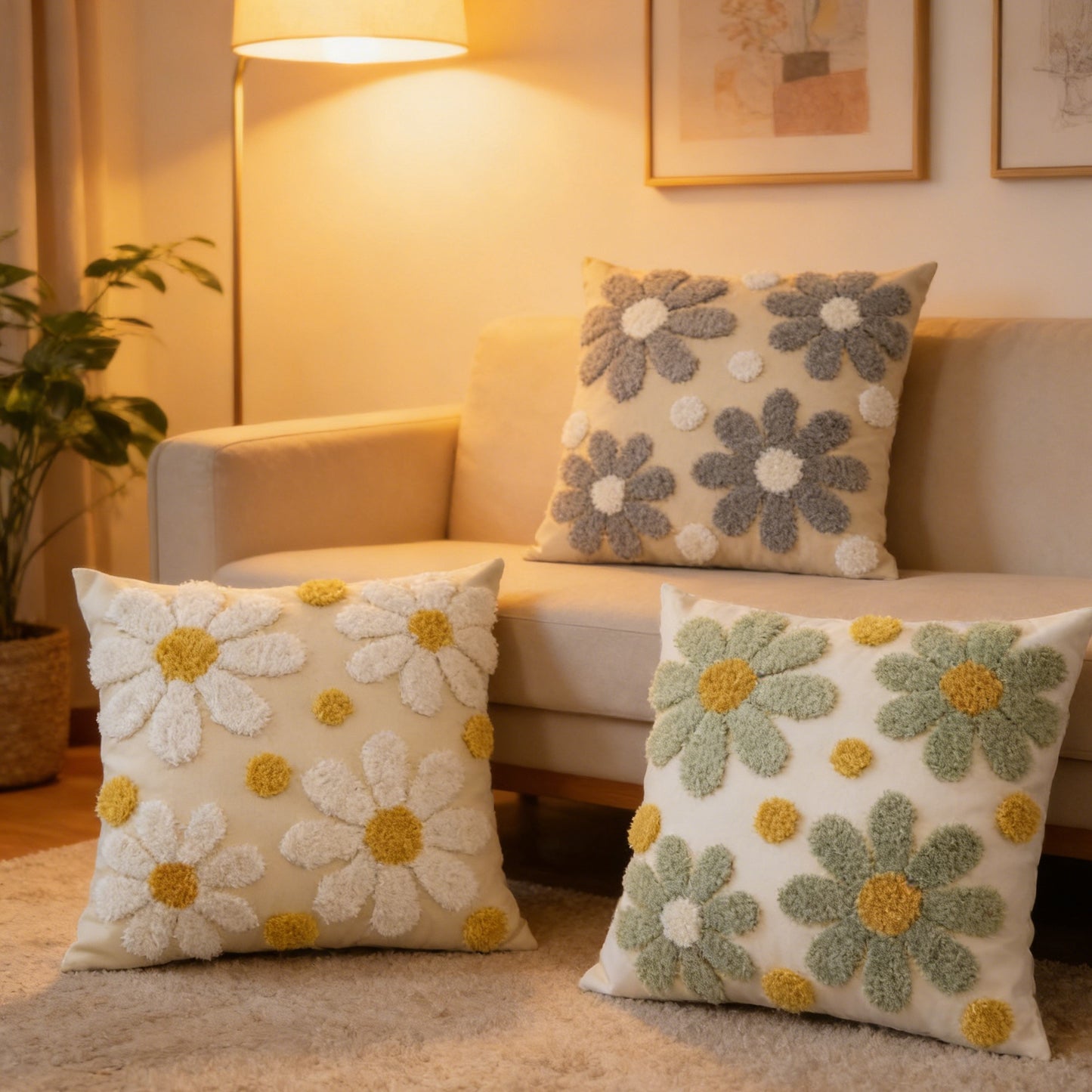 Florales Plüsch Dekokissen