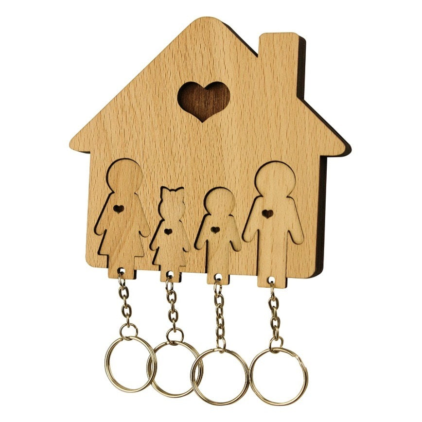 Holz Familien Schlüsselanhänger Halter