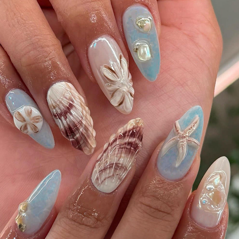 Dekoratives Press-On-Nagelkunst-Set mit Küstenthema Brehn