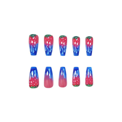 Erdbeer-inspirierte Acryl-Nagelkunst-Verlängerungen Brehn