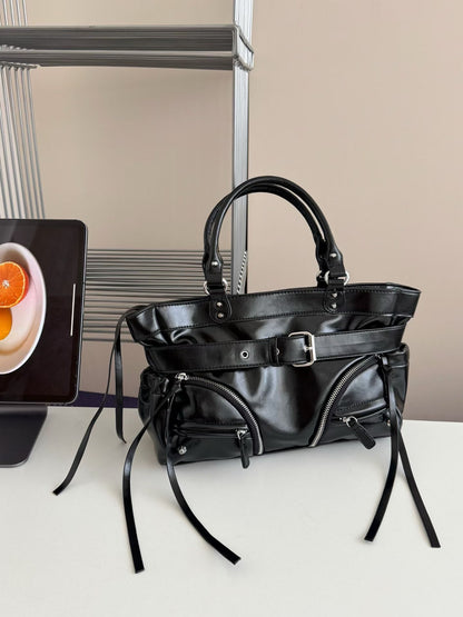 Strukturierte Leder-Handtasche