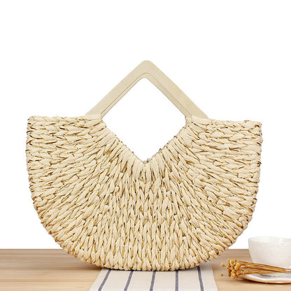 Geflochtene Abendtasche mit Elegantem Holzgriff Brehn