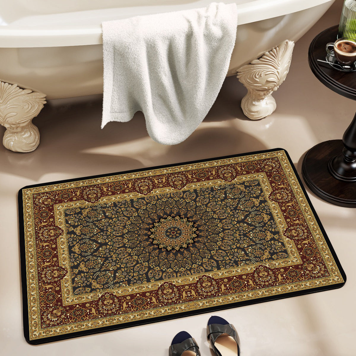 Elegante Floral Badezimmer Bereich Matte Brehn
