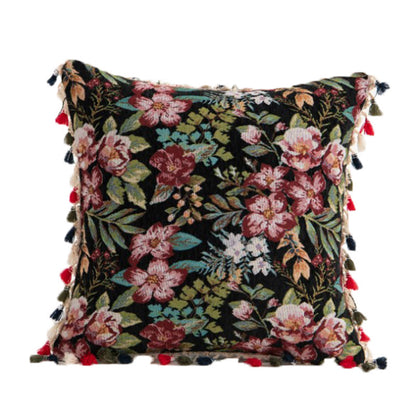Dekorativer Bohemian Patchwork Wandteppich Wurfkissenbezug mit Pompon-Fransenverzierung