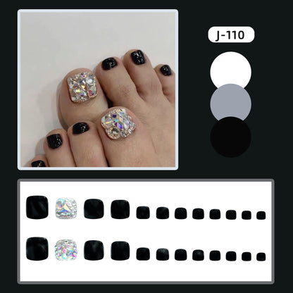 Premium Strass- Verzierte Press-On Fußnagel Set Brehn