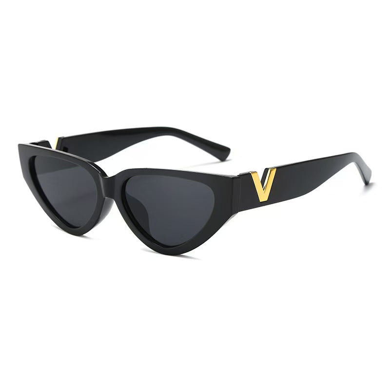 Damen Cat-Eye Sonnenbrille mit goldenen Akzenten Brehn