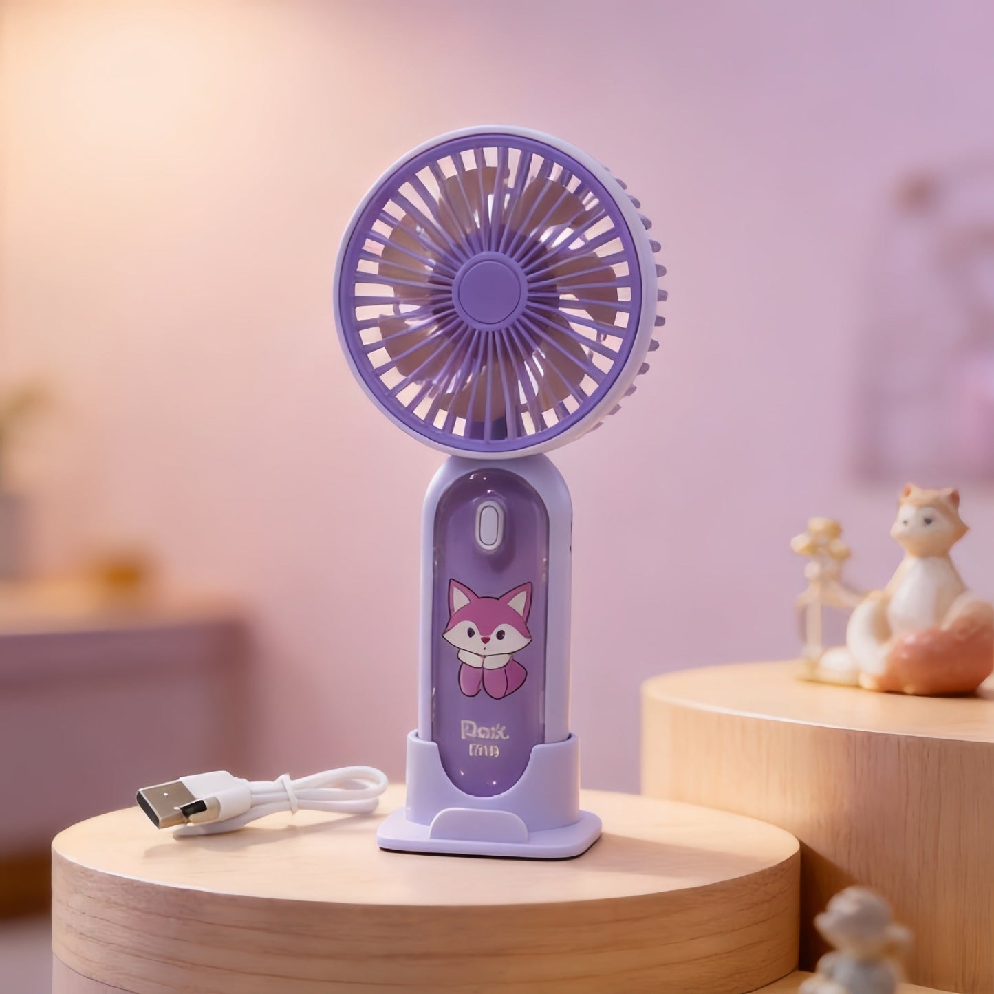 Damen Tragbarer Mini USB Ventilator mit Tier Löwen Design Brehn